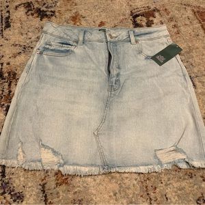Distressed jean skirt